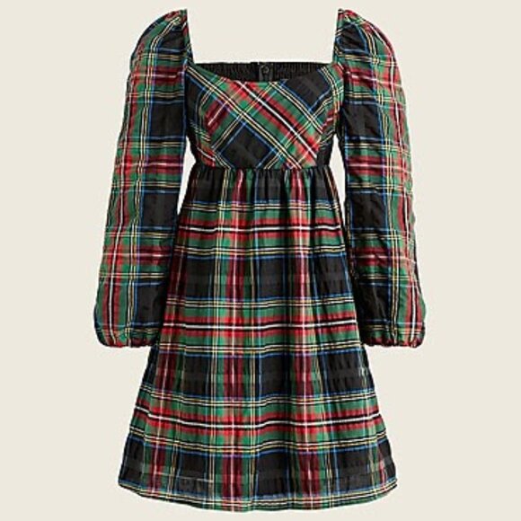 J Crew - Puff-sleeve mini dress in Stewart tartan - Size 18 - Picture 1 of 3
